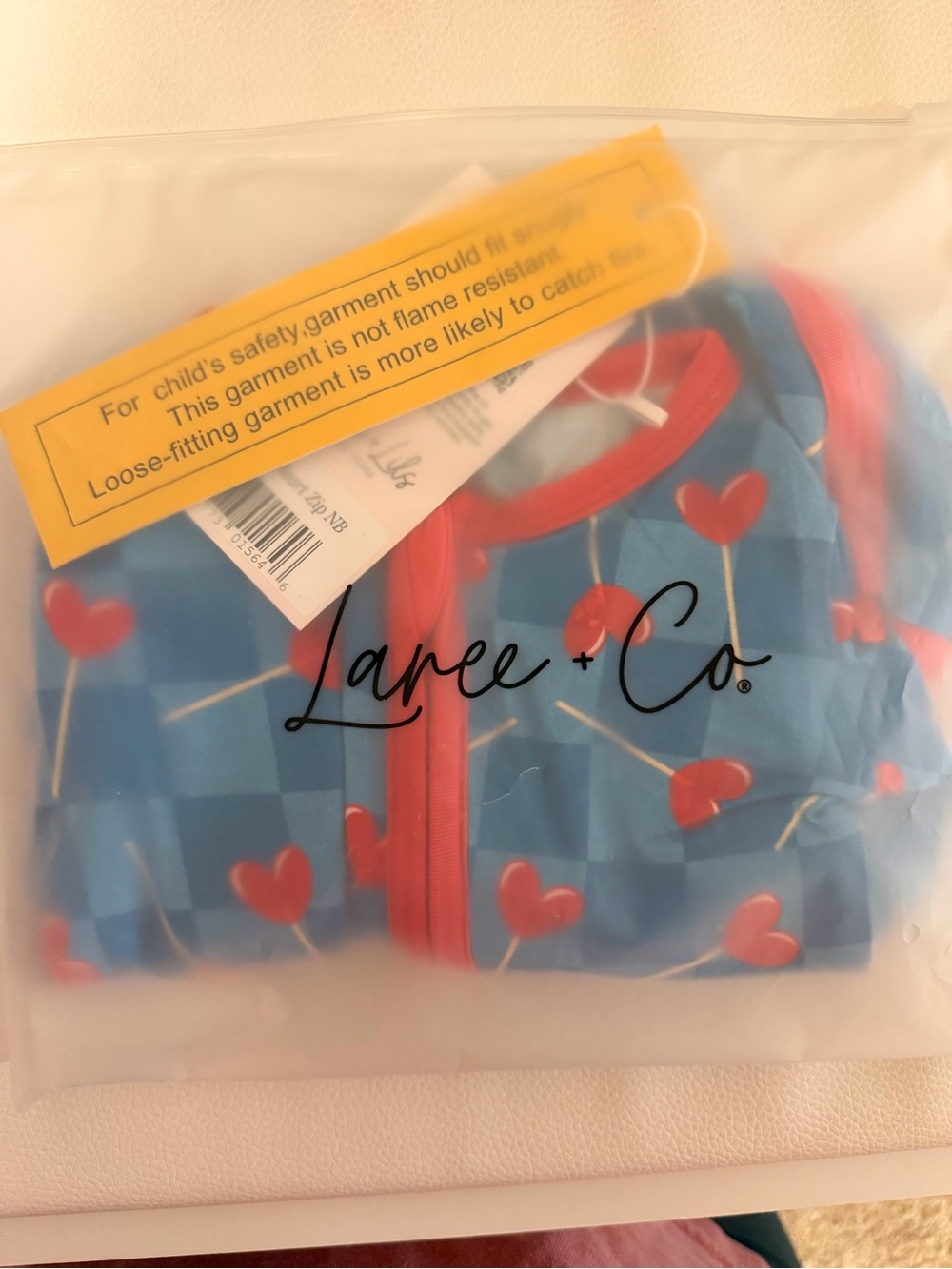 NWT/NIB Bamboo Blue Heart Candy Lollipop Print Zip Pajamas - newborn